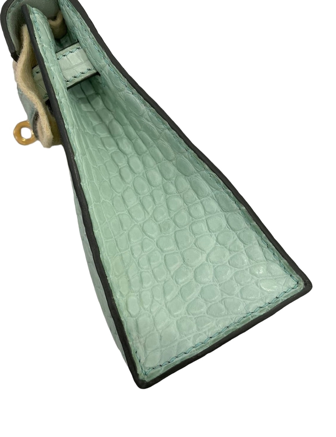 HERMES KELLY MINI SELLIER MAT CROCODILE VERT DEAU