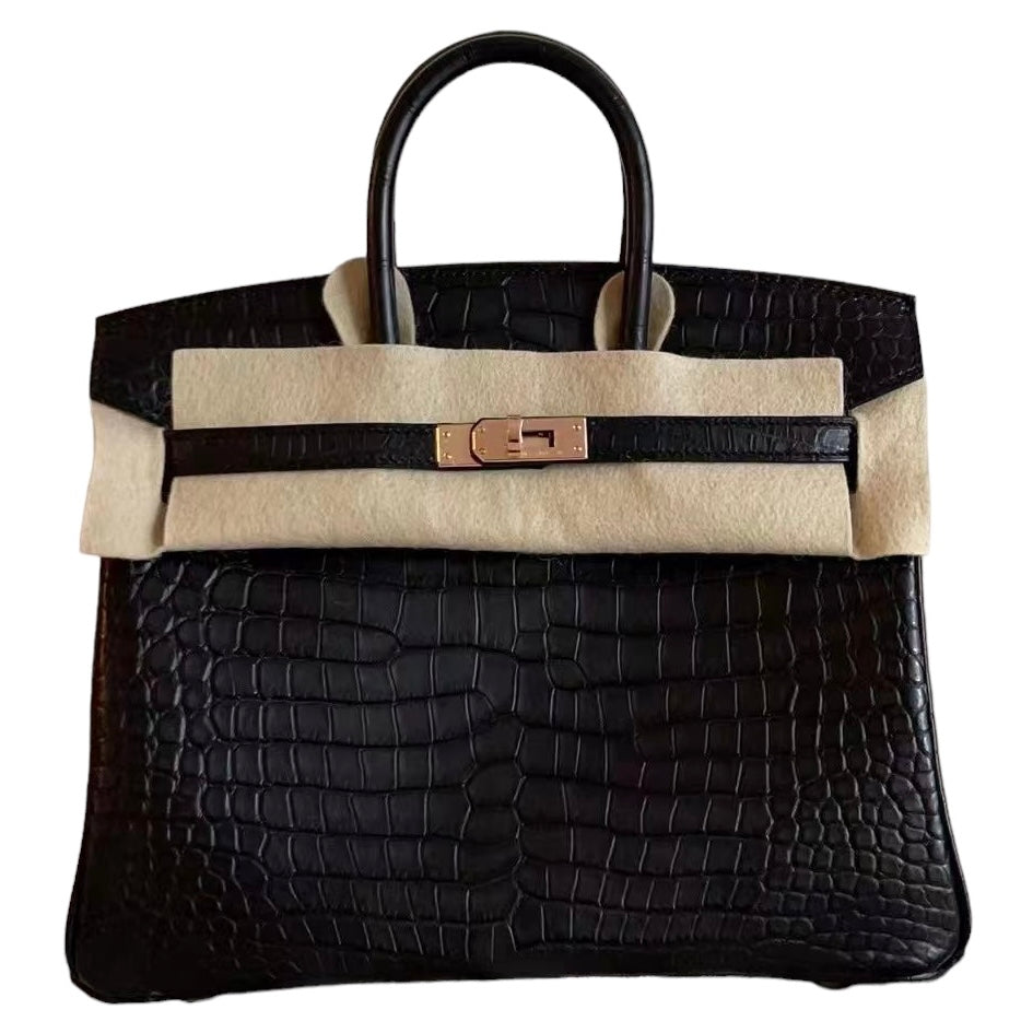 HERMES BIRKIN 25 MATTE POROSUS CROCODILE BLACK